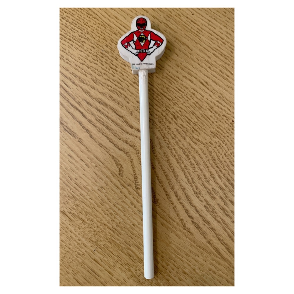 Vintage Red Power Rangers Eraser + Pencil